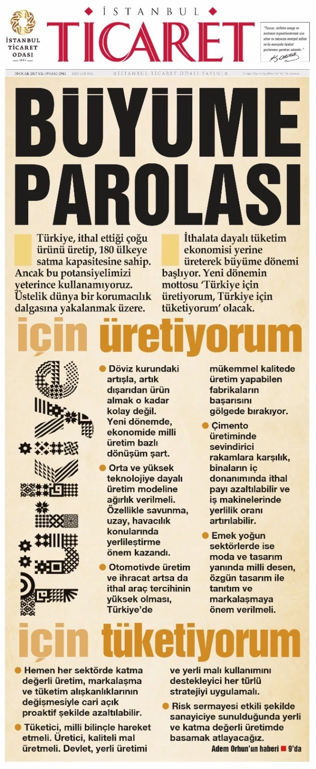 İTO'dan seferberlik 'TÜRKİYE İÇİN ÜRETİYORUM, TÜRKİYE İÇİN TÜKETİYORUM'