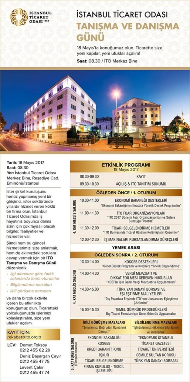 İTO Tanışma ve Danışma Günleri 18 Mayıs’ta