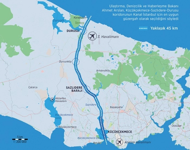 Mega kanala 45 kilometrelik güzergah