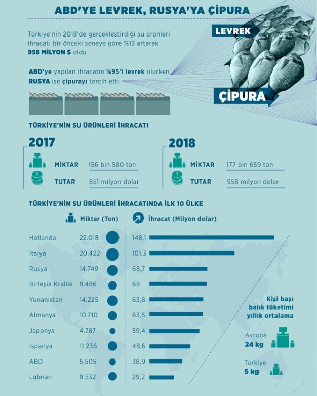 ABD'ye levrek, Rusya'ya çipura