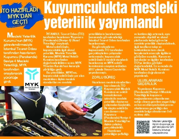 Kuyumculukta mesleki yeterlilik yayımlandı