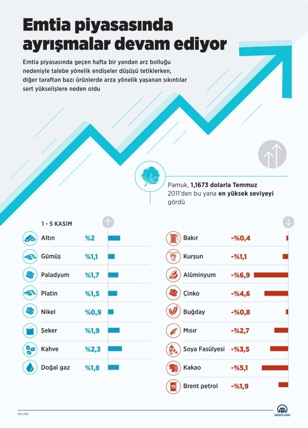 Emtia piyasasında ayrışmalar devam ediyor