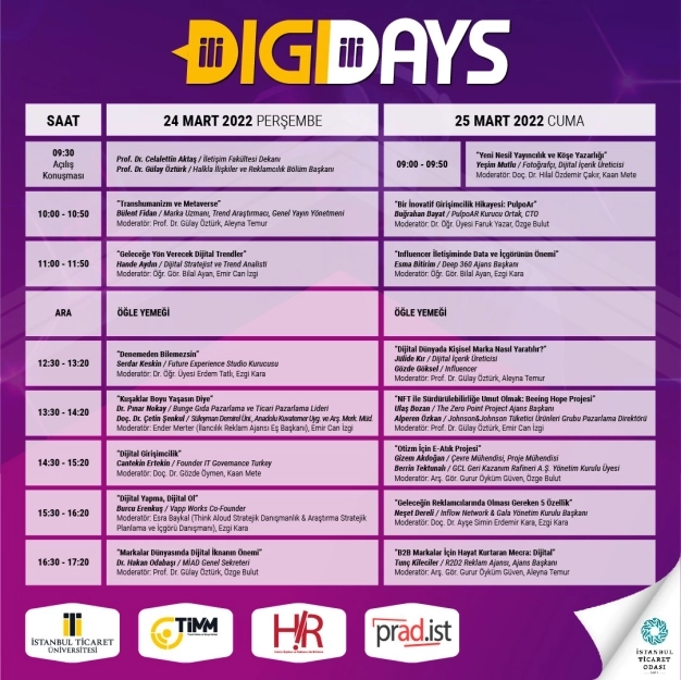 İstanbul Ticaret Üniversitesi İletişim Fakültesi’nde digidays başlıyor