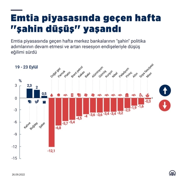 Emtia piyasasında geçen hafta 'şahin düşüş' yaşandı